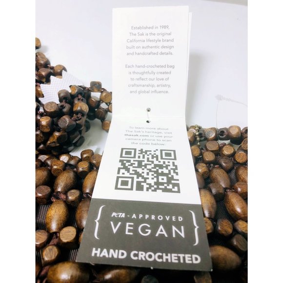 The Sak Womens Brown Montara Vegan Wooden Boho Beaded Hobo Shoulder Handbag NWT - Picture 5 of 9